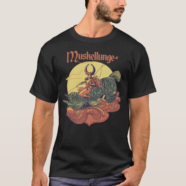 musky the warrior atop her muskellunge T-Shirt (Front)