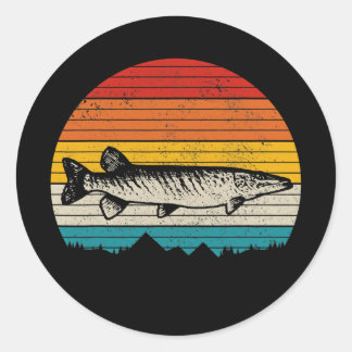 Musky Vintage Pike Musky Fishing Men Fisherman Classic Round Sticker
