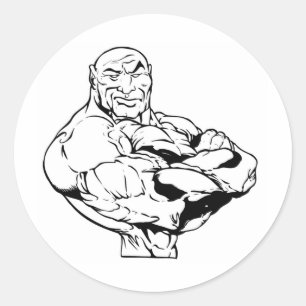 MUSLE BOUND BODYBUILDING LOGO CLASSIC ROUND STICKER