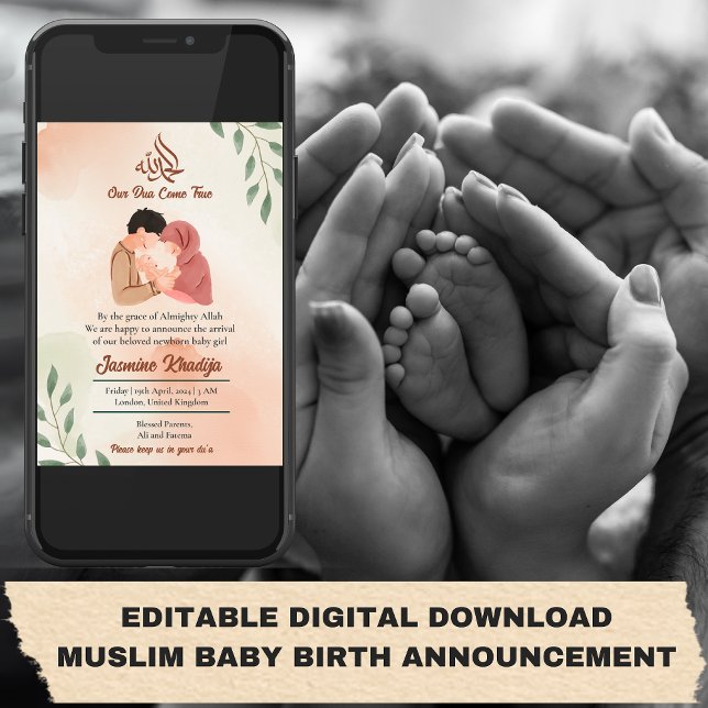 Muslim Baby Girl Birth Announcement New Parent (EDITABLE DIGITAL DOWNLOAD MUSLIM BABY BIRTH ANNOUNCEMENT
Muslim Baby Girl Birth Announcement New Pa)