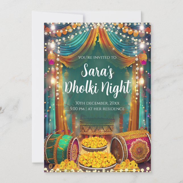 Muslim Dholki invitations & Mehndi invites (Front)