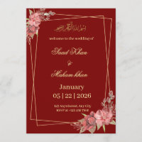 Muslim floral wedding invitation Nikkah invite