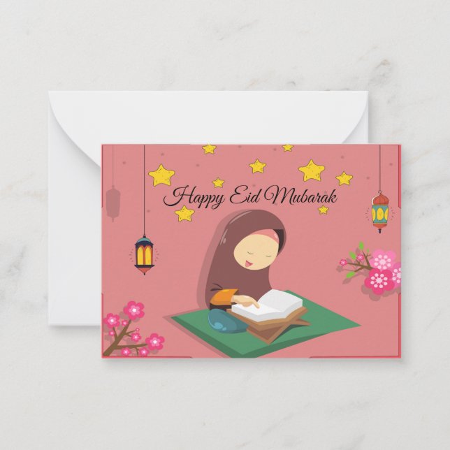 Muslim Girl Read Alquran Card (Front)