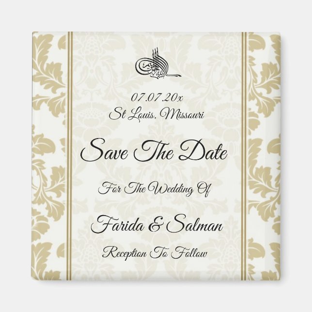Muslim Gold   Save The Date Magnet invitation  (Front)