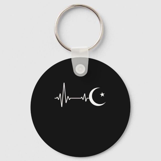Muslim Islam Heartbeat Islamic Allah Mecca Hajj Gi Key Ring (Front)