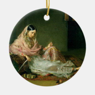 Muslim Lady Reclining, 1789 (oil on canvas) Ceramic Tree Decoration