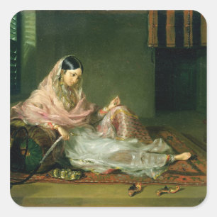 Muslim Lady Reclining, 1789 (oil on canvas) Square Sticker