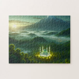 Muslim Mosque Mountain Art Islamic Illustration Jigsaw Puzzle