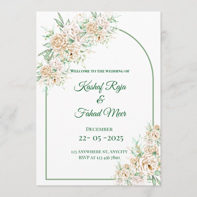 Muslim Nikkah invitation islamic wedding card (Front)