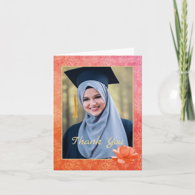 Muslim Photo Graduation Thank You Card (Front)