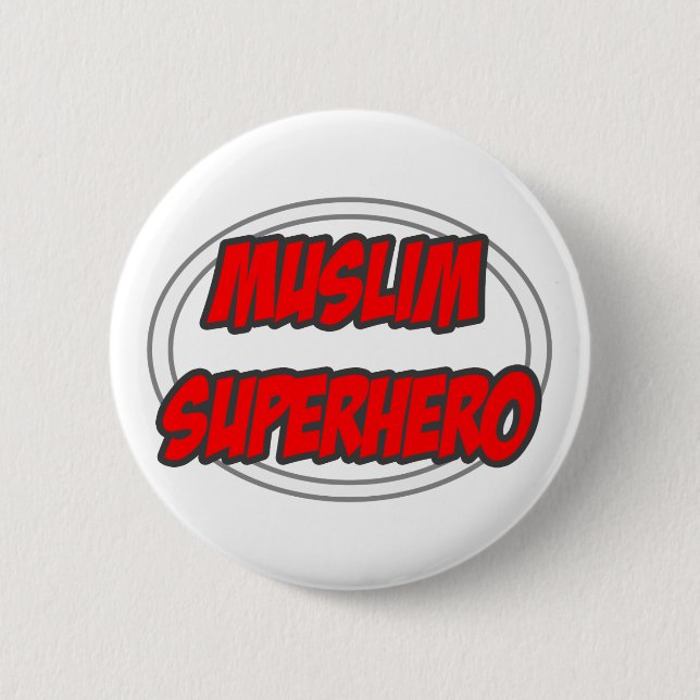 Muslim Superhero 6 Cm Round Badge (Front)
