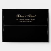 Muslim Wedding Black Minimal Modern Return Address