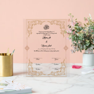 Muslim Wedding Contract Acrylic Acrylic Sign