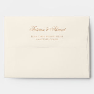 Muslim Wedding Cream Gold Vintage Return Address Envelope