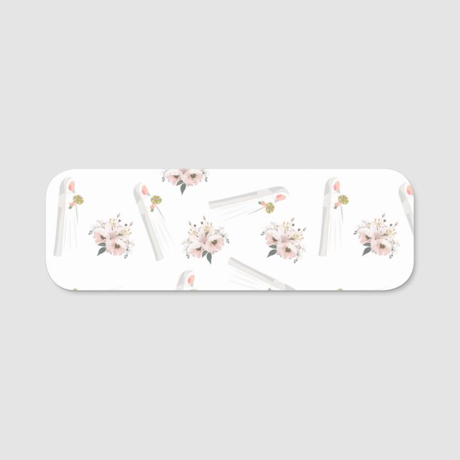 Muslim Wedding Roses&Bride Classic Name Tag (Front)