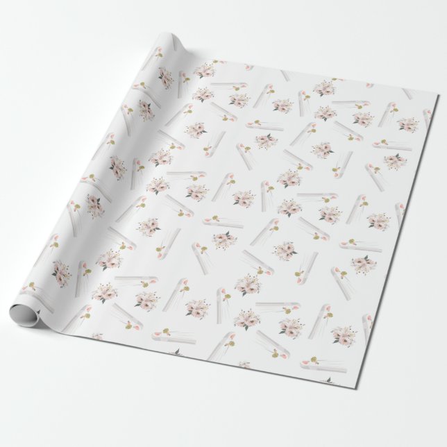 Muslim Wedding Roses&Bride Wrapping Paper (Unrolled)