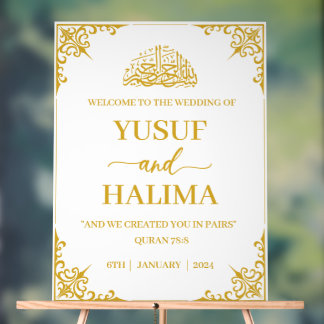 Muslim Wedding Welcome Acrylic Sign
