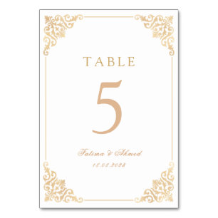Muslim White Vintage Baroque Wedding Table Number