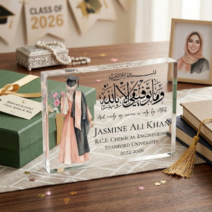 Muslim woman hijabi graduation personalised gift photo block