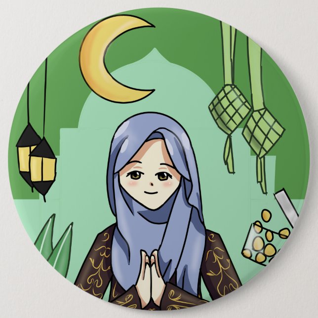 Muslimah 6 Cm Round Badge (Front)