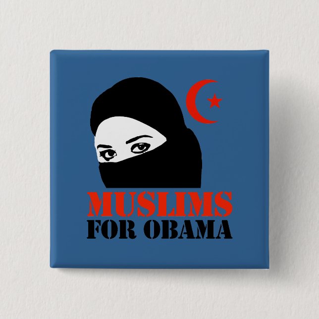 Muslims for Obama 15 Cm Square Badge (Front)