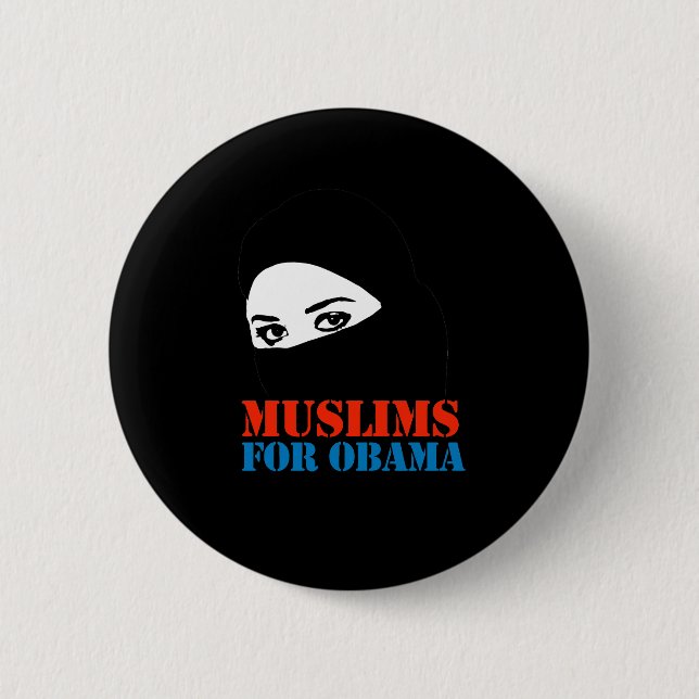 MUSLIMS FOR OBAMA 6 CM ROUND BADGE (Front)
