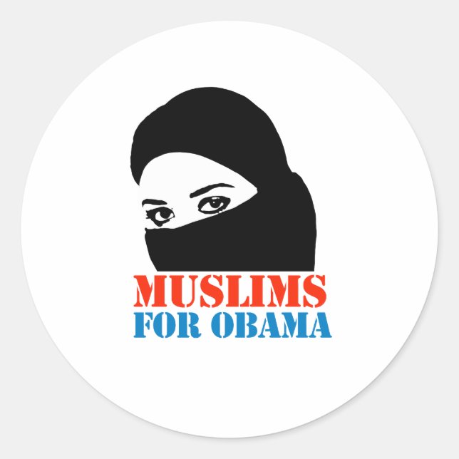 MUSLIMS FOR OBAMA CLASSIC ROUND STICKER (Front)