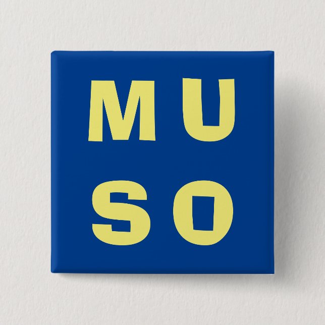 Muso Musician Modern Music Themed Blue Yellow 15 Cm Square Badge (Front)