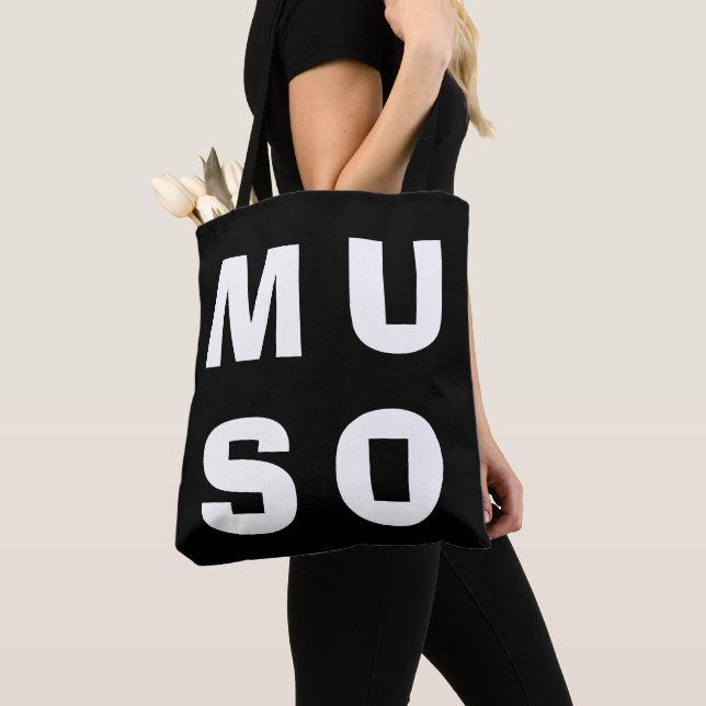 Muso Musician Music Lover Monochrome Black White Tote Bag (Close Up)