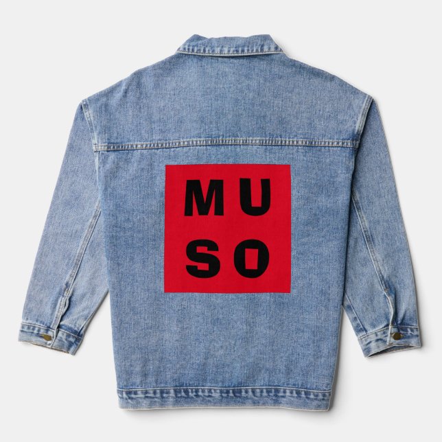 Muso Red Black Stylish Chic Musician Music Lover Denim Jacket (Back)