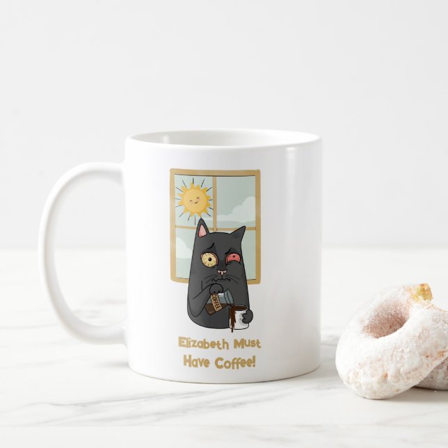 Must Have Coffee Unhinged Cat Pouring Java Mug (With Donut)