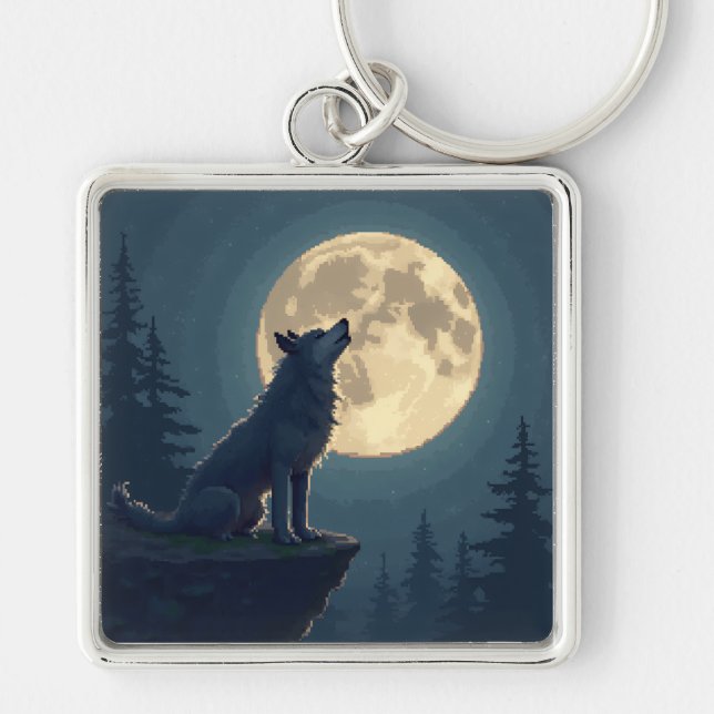 Must-Have! Moonlight Wolf Keychain Full of Emotion (Front)