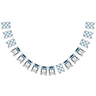 Mustache baby blue gray baby boy shower decor bunting