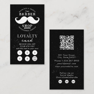 Mustache Barber Shop Hairstylist Loyalty Card