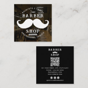 Mustache Barber Shop Masculine Hairstylist Photo Square Business Card
