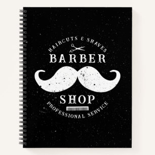Mustache Barber Shop Modern Hairstylist Barbershop Notebook