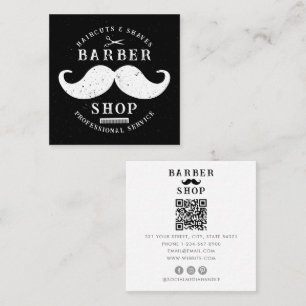 Mustache Barber Shop Modern Masculine Hairstylist  Square Business Card