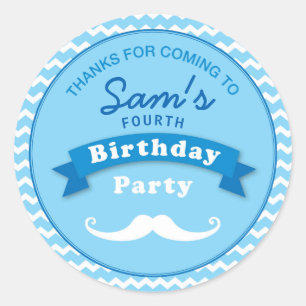 Mustache Birthday Party Thank you Sticker
