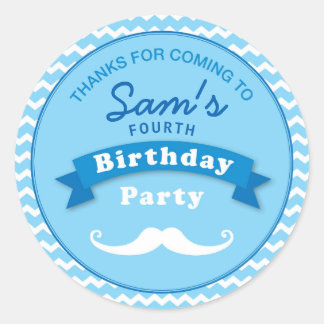 Mustache Birthday Party Thank you Sticker