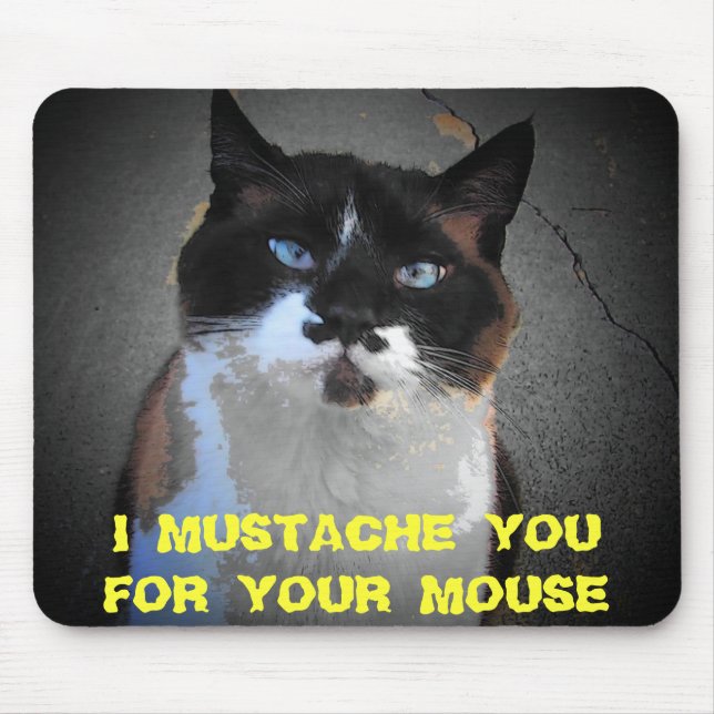 MUSTACHE CAT wants your mouse Mat (Front)