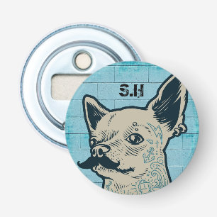 Mustache Chihuahua Graffiti Monogram Bottle Opener