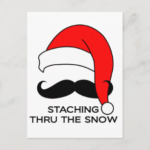 Mustache Christmas - Staching thru the snow Holiday Postcard