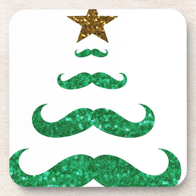 mustache christmas tree coaster (Front)