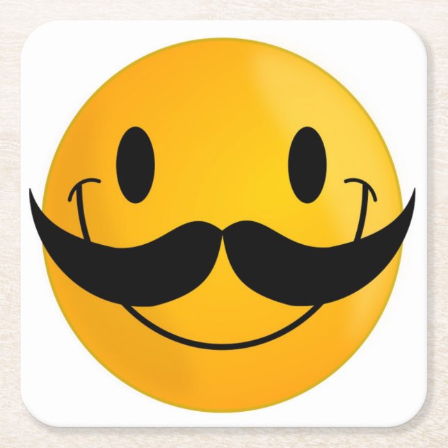 MUSTACHE FACE SQUARE PAPER COASTER (Front)