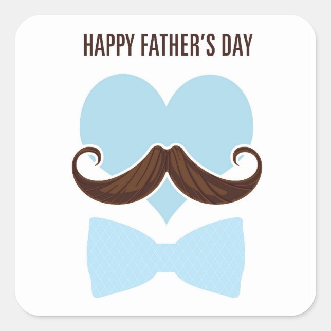 Mustache happy father's day from you little boy square sticker (Front)