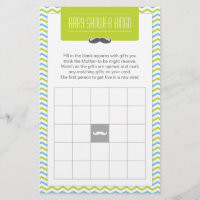 Mustache / Little Man Baby Shower Bingo Game Card