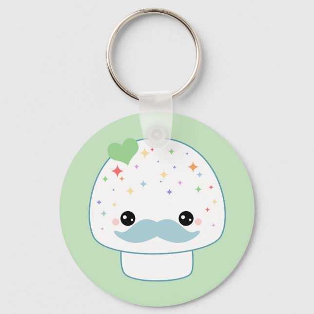 Mustache Mushroom Key Ring (Front)