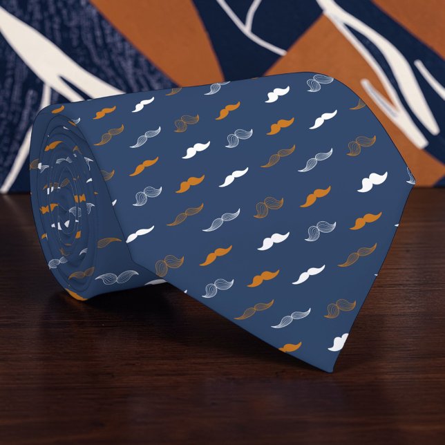 Mustache on Navy Blue Necktie Tie (Creator Uploaded)