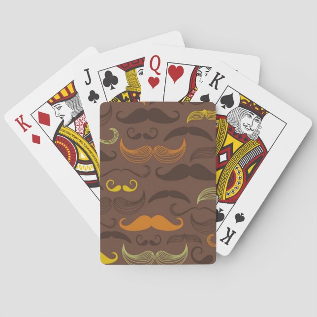 Mustache pattern, retro style 5 playing cards (Back)