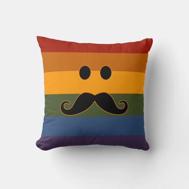 Mustache Pride custom throw pillow (Front)